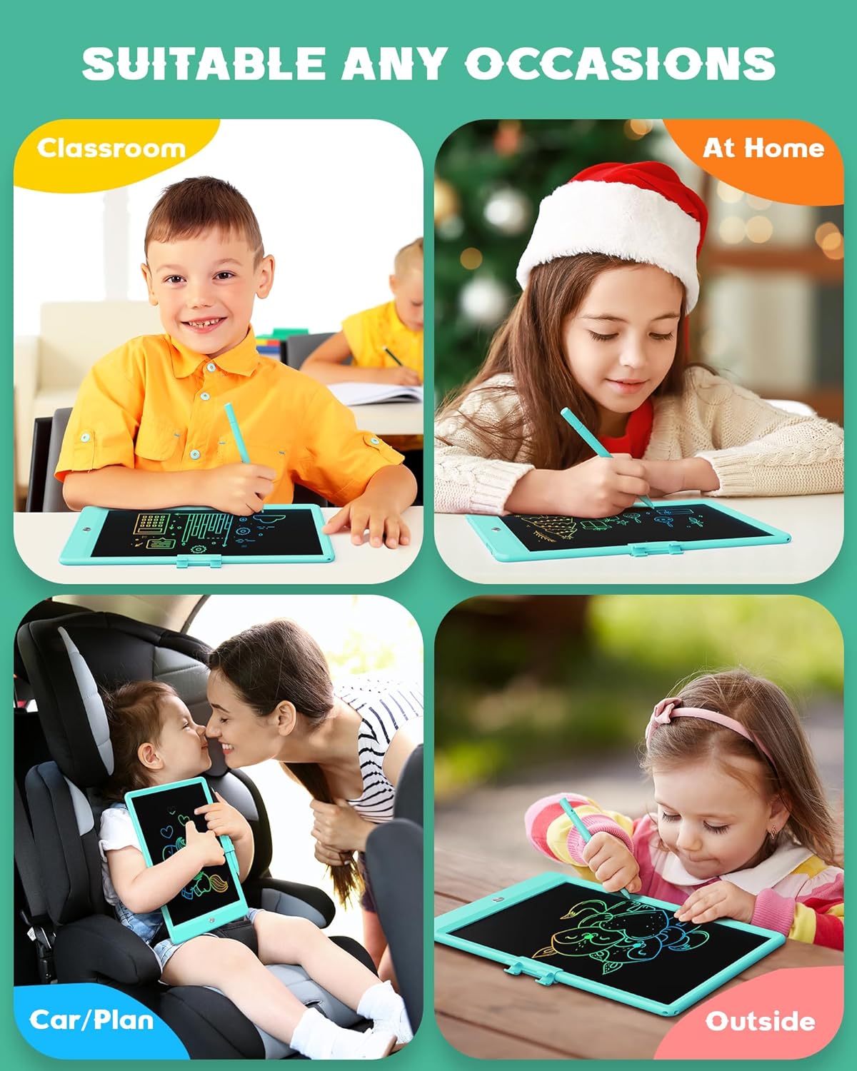 Bravokids 12 Inch LCD Writing Tablet for 3 Year Olds - Electronic Drawing Pad and Doodle Board as Educational Birthday Gifts for Girls and Boys (Pink)