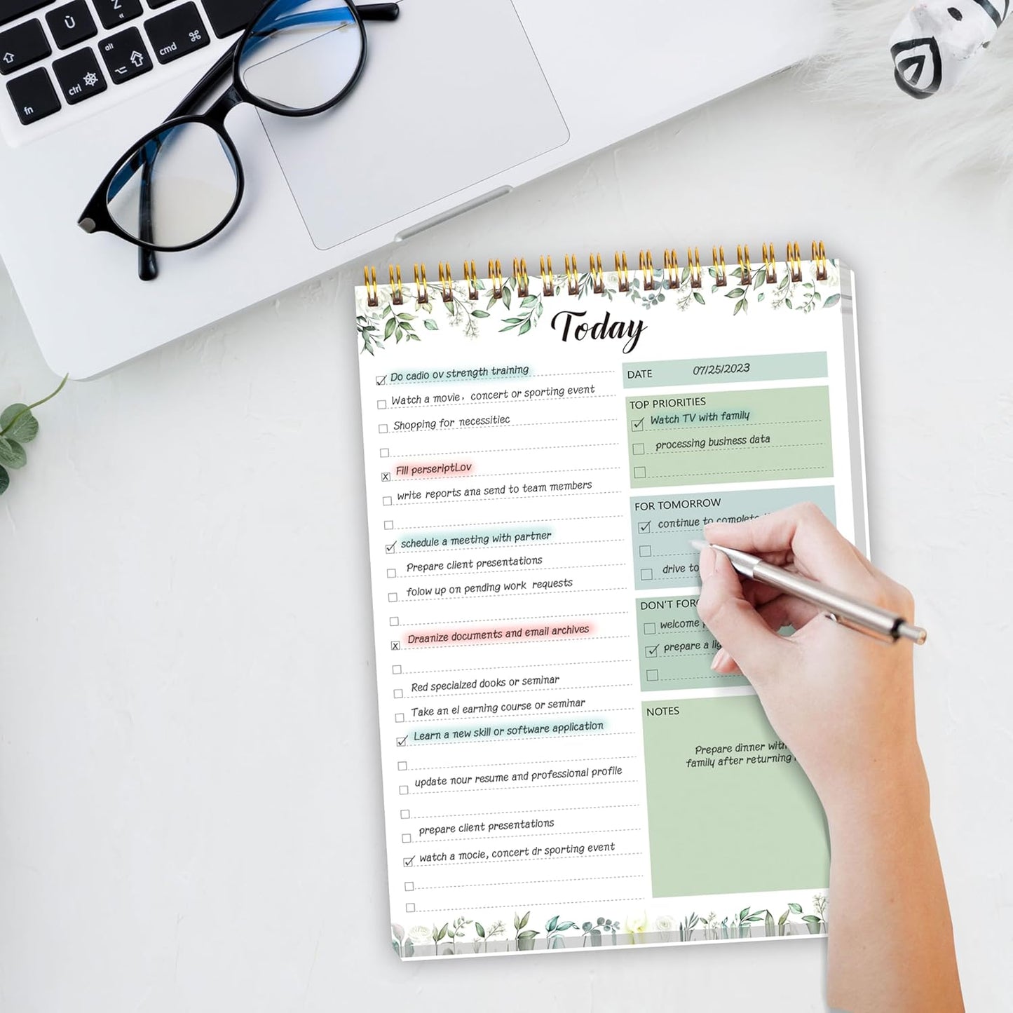 104 Pgs To Do List Notepad - Daily Planner Notepad Undated 52 Duplex-Printed Undated Sheets Tear Off, 6.5" x 9.8" Checklist Productivity Organizer with Hourly Schedule for Tasks