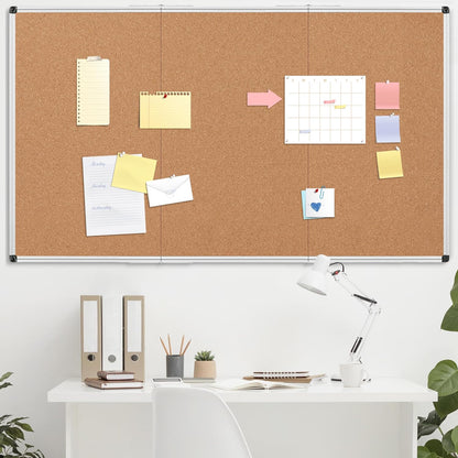 Bulletin Board 36 x 48, Silver Aluminium Framed 4x3 Large Wall Mounted Cork Office Notice Pin Board