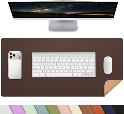 AFIING Large Desk Mat 47" x 17", Dual-Sided Natural Cork & PU Leather Desk Pad, Non-Slip Waterproof Mouse Pad for Office, Home & Gaming, Black