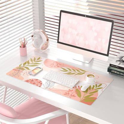 QIYI Large Mouse Pad, Cute Pink Desk Mat for Desktop, Women Girls PU Leather Desk Pad Waterproof Gaming Mousepad, Rose Gold Marble Computer Protector Writing Pad for School Office Home 31.5" x 15.7"