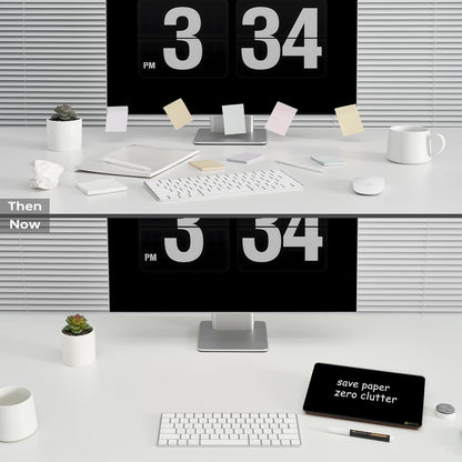 YEOUX Glass Desk Whiteboard with Reversible Wood Stand, Desktop Small White Board, Reusable Mini Dry Erase Board 6.7"x9.5" for Office, Home, School, Marker&Eraser Included