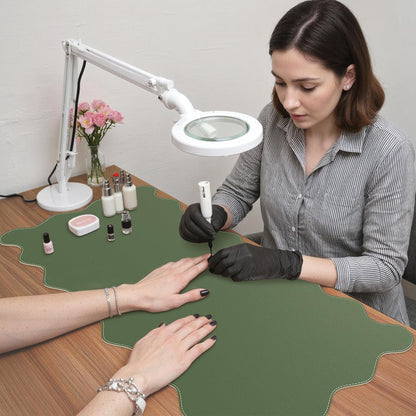 iCasso Pink Leather Desk Mat,Extra Large Scalloped Mouse Pad for Desktop,Waterproof PU Nail Table Mat,Cute Keyboard Mats for Women Girl,Non-Slip Desk Cover Mat for Office Home Dorm