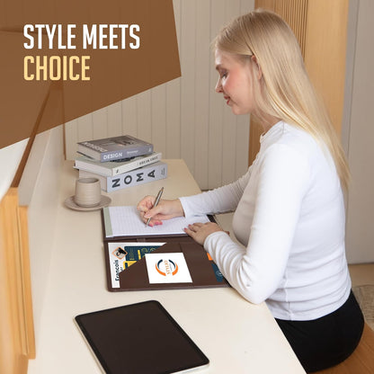STYLIO Padfolio Portfolio Organizer Binder | Interview Resume Folder, Legal Document, Business Card Holder |w/Letter-Sized Notepad | Handsome Piano Noir Faux Leather Folio Matte Finish, Accent Stitch