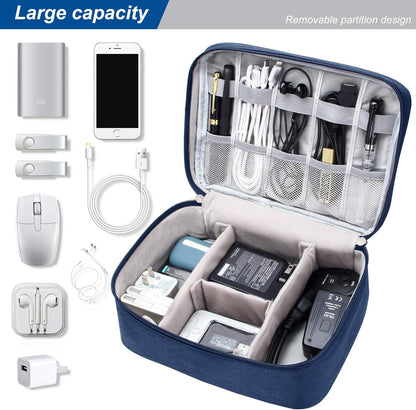 SELLYFELLY Electronic Bag Travel Cable Accessories Bag Waterproof Double Layer Electronics Organizer Portable Storage Case for Cable, Cord, Charger, Phone, Adapter, Power Bank, Kindle, Hard Drives