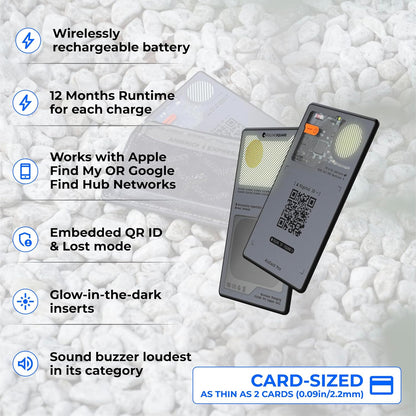 Rolling Square AirCard Pro Dual - Bluetooth Wallet Tracker - Compatibile with Both Apple iOS Find My and Google Android Find Hub – Wireless Charging, Anti-Loss Card – Smart Locator, Gray