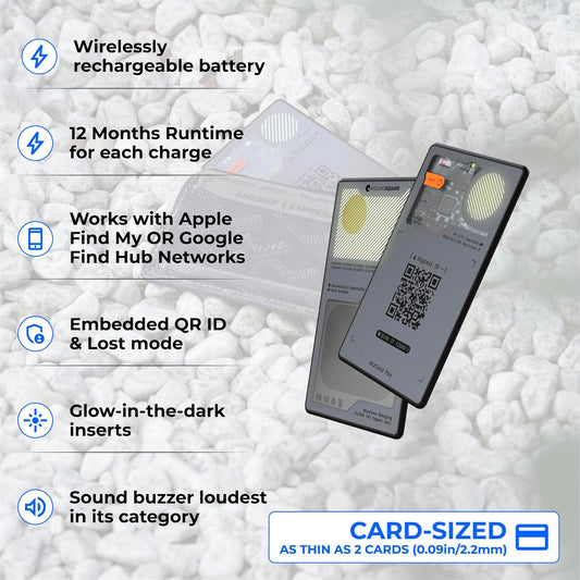 Rolling Square AirCard Pro Dual - Bluetooth Wallet Tracker - Compatibile with Both Apple iOS Find My and Google Android Find Hub – Wireless Charging, Anti-Loss Card – Smart Locator, Gray