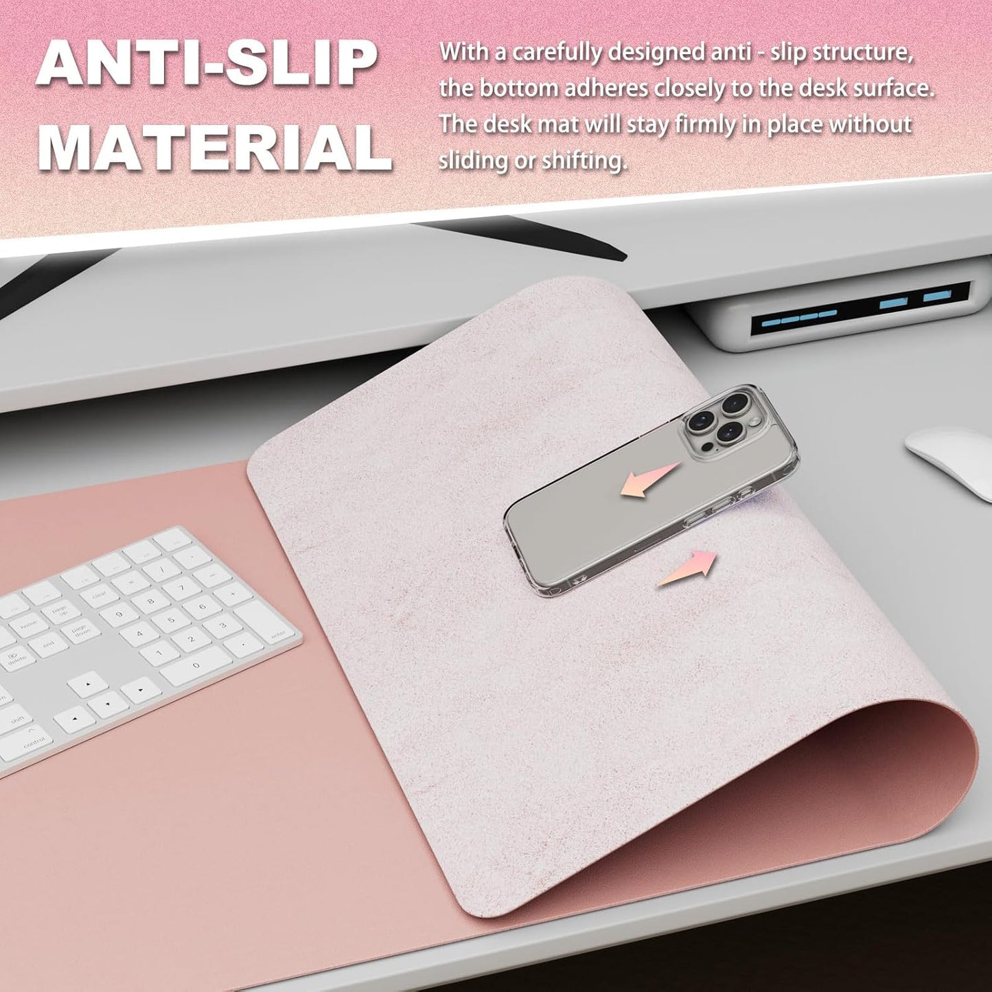 K KNODEL Leather Desk Pad Protector, Office Desk Mat, Large PVC Leather Desk Blotter, Non-Slip Mouse Pad (Dark Brown, 15.7" x 31.5")