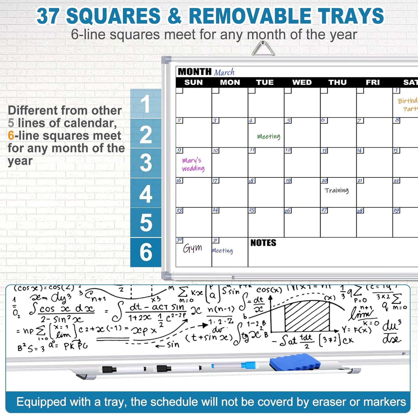Weekly Planner Whiteboard, Weekly Dry Erase Board for Wall 16" x 12", Double-Sided Weekly Calendar Whiteboard with Pen Tray & Hook, Hanging Writing Schedule Board for Home, School, Office