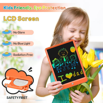 FLUESTON LCD Writing Tablet for Kids, 10 Inch Doodle Board, Colorful Drawing Pad for Toddler, Educational Travel Toy Gifts for 3-8 Year Old Girls Boys, Erase Lock Writing Board - Pink