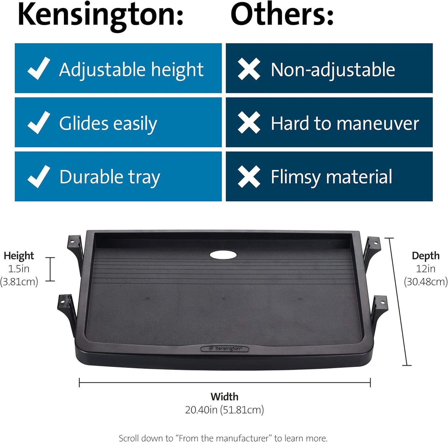 Kensington Underdesk Basic Keyboard Drawer (K60009US) , Black
