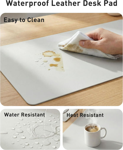 Aothia Non-Slip PU Leather Waterproof Laptop Desk Pad Protector, Blotter Mat, Writing and Mouse Pad for Office & Home, Beige, 23.6" x 13.7" - Colors A