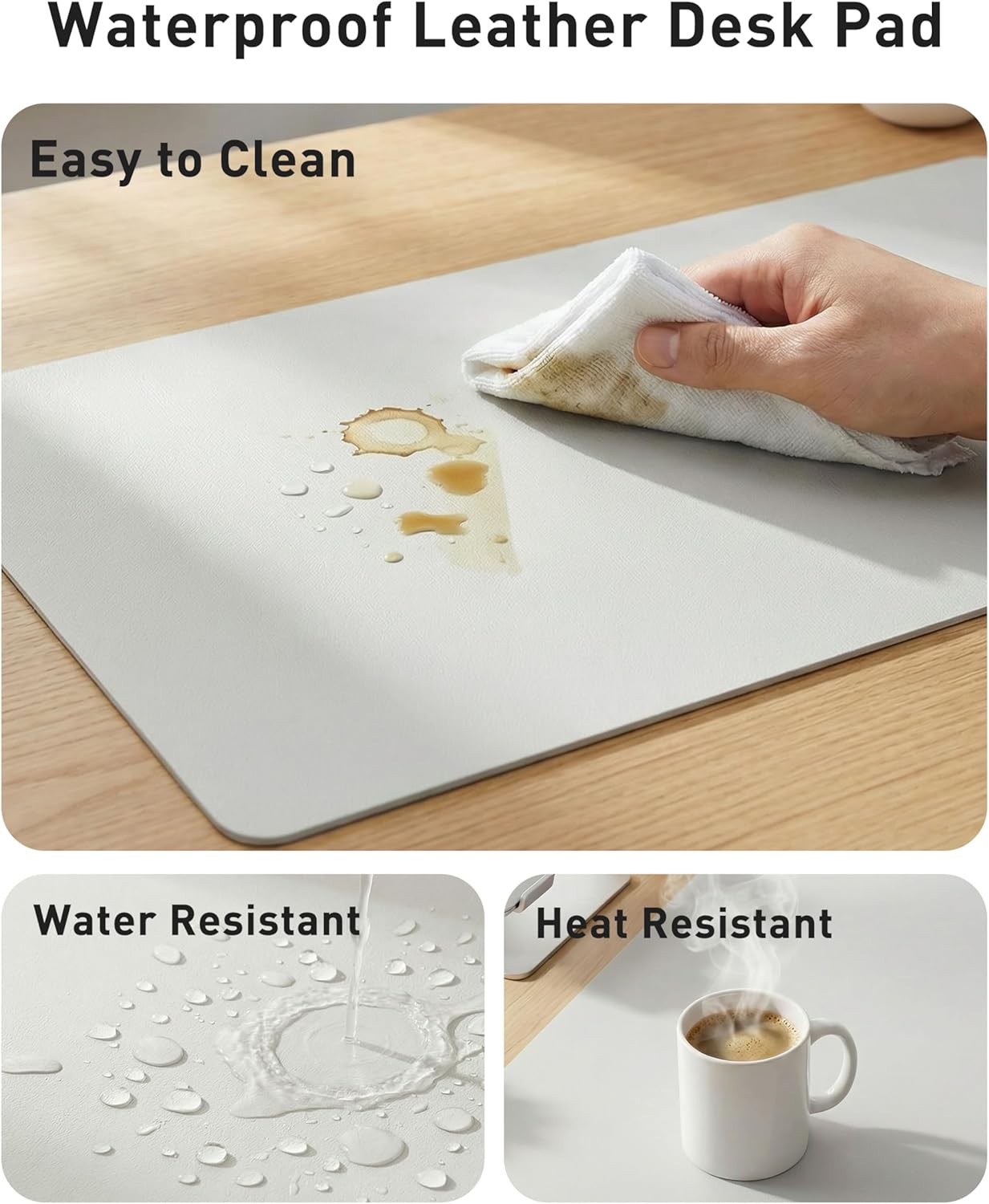 Aothia Leather Desk Pad Protector, Mouse Pad, Office Desk Mat, Non-Slip PU Leather Desk Blotter, Laptop Desk Pad, Waterproof Desk Writing Pad for Office and Home (Brown,23.6" x 13.7") - Colors B