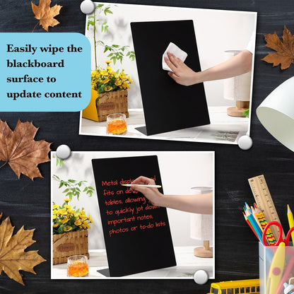 Fainne 1 Pc Magnetic Bulletin Board with Easel Stand Mini Magnet Metal Tabletop Memo Display Board for Back to School Menu Table Office Supplies (Black,11 x 8.5 Inches)