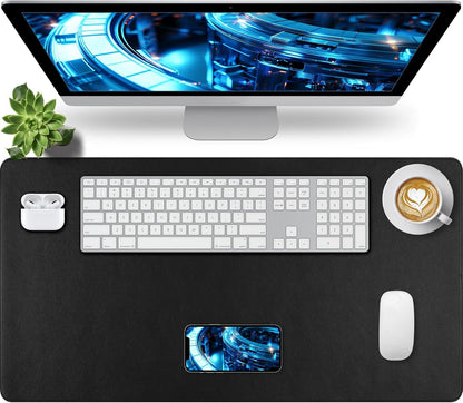 Bloss Leather Desk Pad and Keyboard Wrist Rest, Large Mouse Pad + Keyboard Pad+Mouse Wrist Support, Non-Slip Desk Mat Protector for Office, Home(31.5×15.7 Inches,Beige) - Colors B