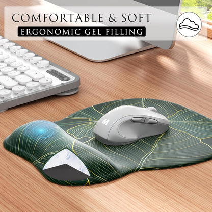 MROCO Ergonomic Mouse Pad with Gel Wrist Rest, Smooth Wrist Support Surface, Non-Slip PU Base for Pain Relief, Comfortable Mousepad for Computer, Laptop, Office & Home, 9.4 x 8.1 in, Black