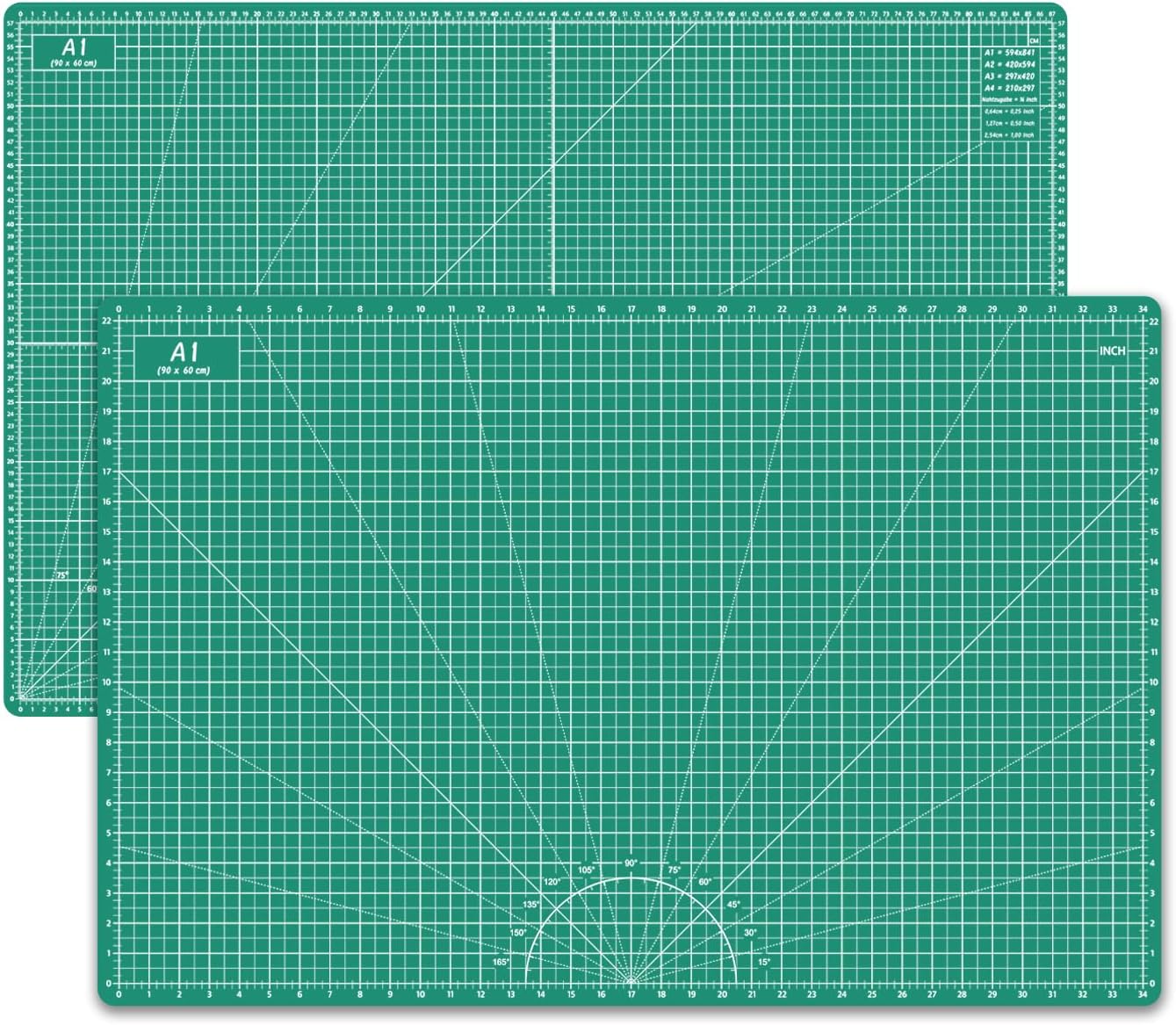 HEADLEY TOOLS 18" x 24" Thickened Self Healing Cutting Mat, A2 Rotary Cutting Sewing Mat for Crafts, Double Sided 5-Ply Table Cutting Board for Fabric Quilting Leather Arts Hobby Project, Grey/Black
