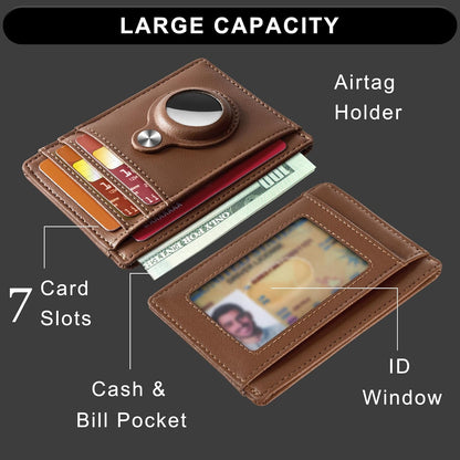 Slim Minimalist Front Pocket Air Tag Wallet, RFID Blocking Card Holder Wallet with Airtag Holder