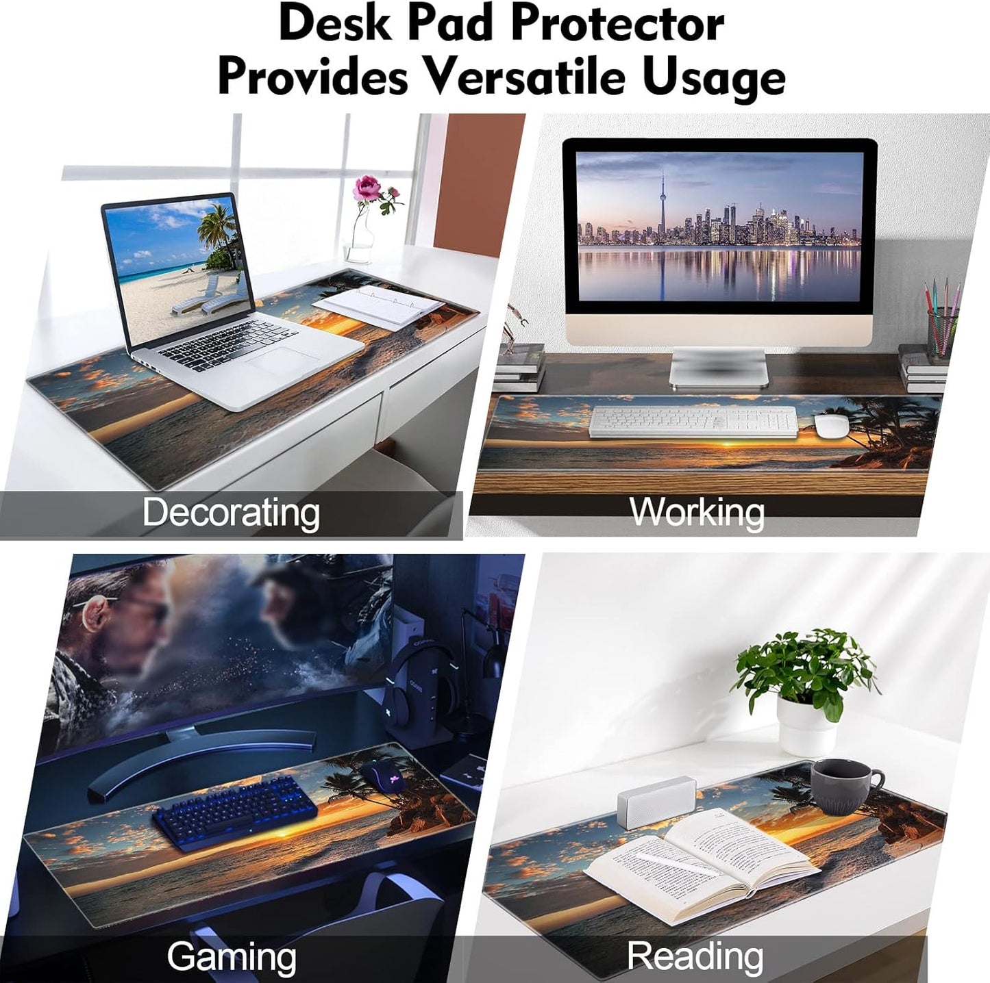 Galdas Mouse Pad For Gaming,Forest Background Pattern XXL XL Large Mouse Mat Long Extended MousePad Desk Mat Non-Slip Rubber Mice Pads Stitched Edges Thin (31.5 x 11.8 x 0.12 Inches) Tree