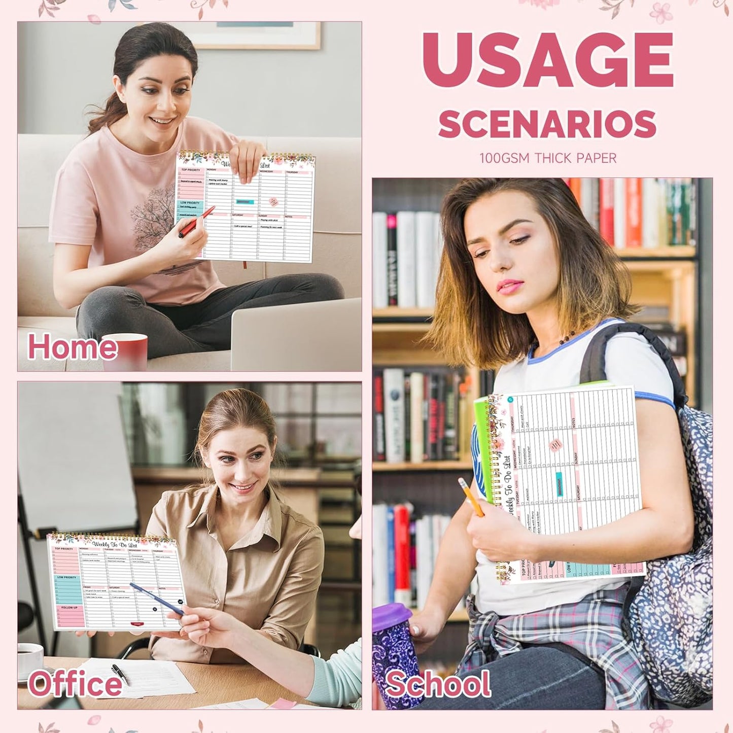 Weekly To Do List Notepad, 8.5''x11'' Weekly Desk Planner with 52 Tear Off Sheets Undated Weekly Planner Habit Tracker & Productivity Organizer for Home School and Work, Light Green