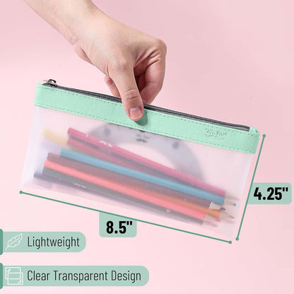 Mr. Pen- Clear Pencil Pouch, 8.50"x4.25", 3 Pack, Durable TPU Material, Medium Water-Resistant Pencil Bags with Smooth Zipper, Multipurpose Clear Pouch for Stationery, School, Office, Travel Supplies