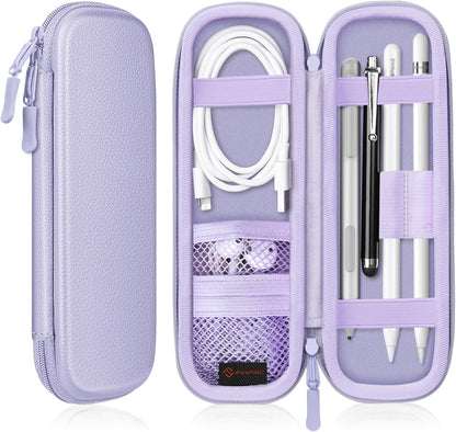 Fintie Holder Case for Apple Pencil Pro, Apple Pencil (USB-C / 1st / 2nd Generation), PU Leather Carrying Bag Sleeve Compatible with Pen, USB Cable, Samsung Stylus, Lilac Marble