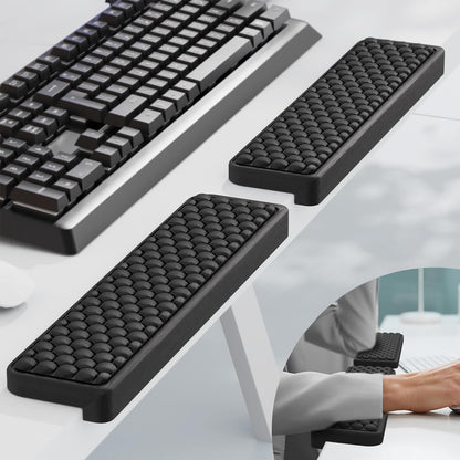 MEKASS L-Shaped Desk Wrist Rest Elbow, Forearm & Wrist Comfort Support for Table or Desk Edge, Non-Slip, Memory Foam Padding 2-Piece Set (Oval Black