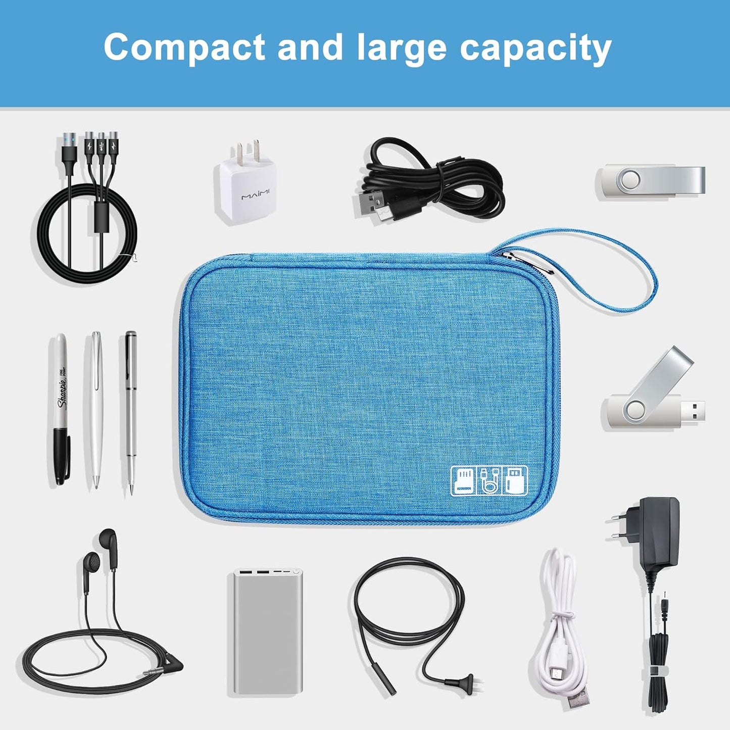 CILLA Electronics Organizer Travel, Travel Cord Organizer Case, Compact Electronics Accessories Bag for Cable, Cord, Charger, Phone