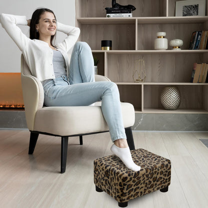 CAROLMADE Small Foot Stool Ottoman Footstool with Legs Under Desk Footrest for Living Room Bedroom and Office, Soft Ivory White
