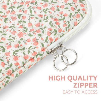 Puffy Laptop Sleeve 13 Inch Cute Quilted Laptop Protective Case Padded Floral Computer Sleeve for MacBook (A-Blue, 13 Inch)