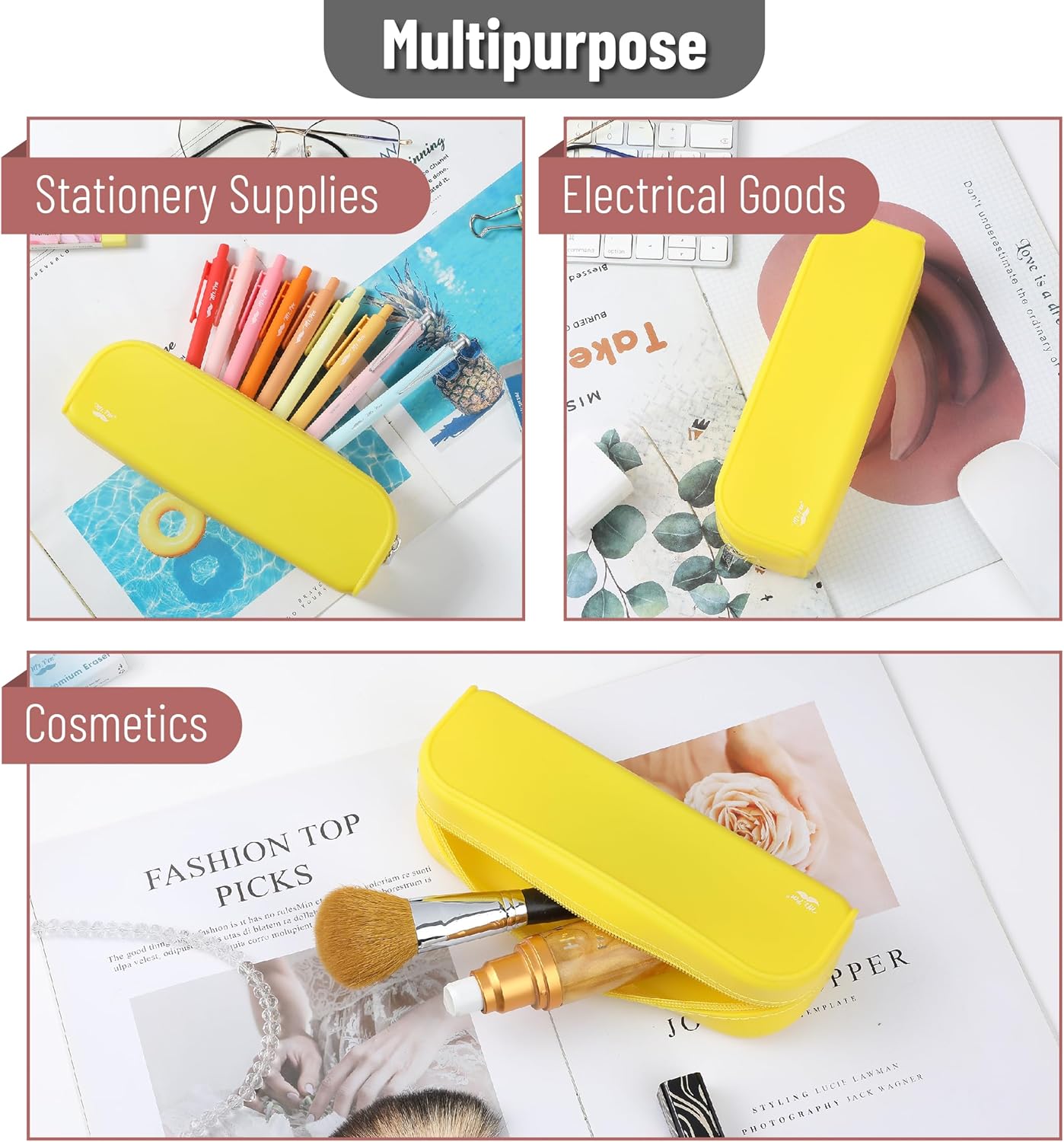 Mr. Pen- Silicone Pencil Case, Aesthetic Pencil Bag for Women, Makeup Pouch, Multifunctional Pouch for Stationery, Cosmetics and Electrical Goods Storage