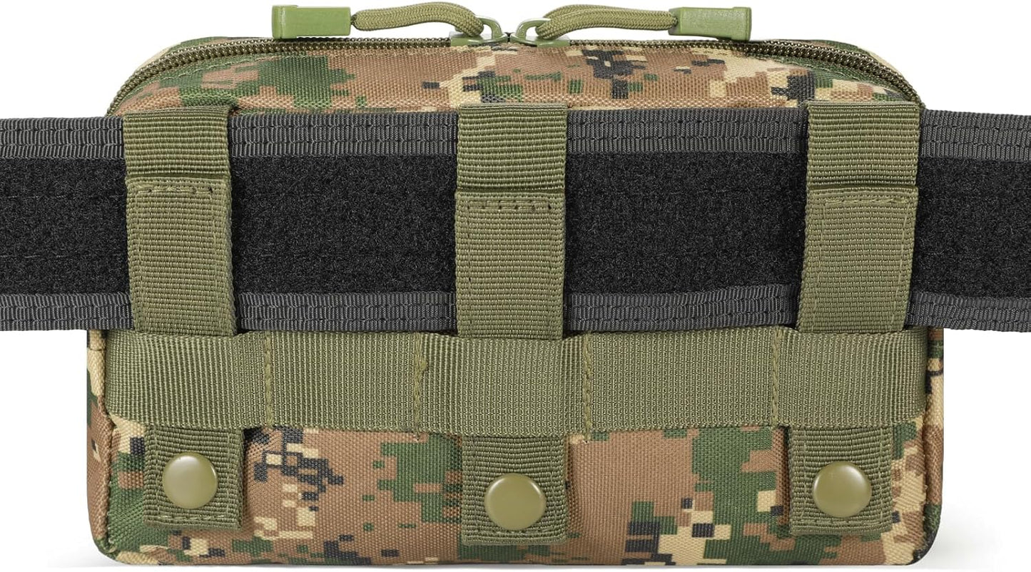 FRTKK Tactical Molle Admin Pouch Utility Laser Cut EDC Tool Pouch Bag Horizontal Modular Pouches Include US Flag Patch and Keychain