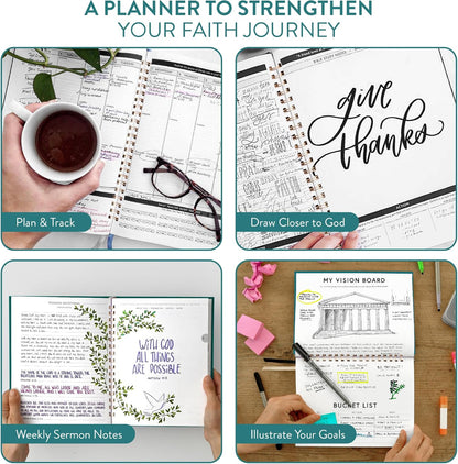Christian Planner 2026 Daily Planner - Faith Based Monthly and Weekly Planner, Vision Board, and Habit Tracker - 2026 Calendar, Personal Organizer and Devotional Journal (Hardcover, Pine)