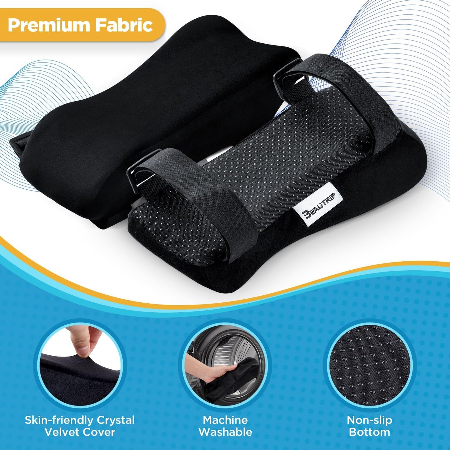 BEAUTRIP Ergonomic Armrest Pads- Office Chair Arm Rest Cover Pillow - Elbow Support Cushion for Computer, Gaming and Desk Chairs (Set of 2, Mesh Cover)