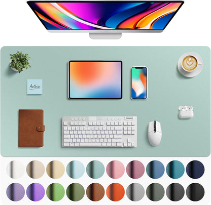 Aothia Non-Slip Waterproof PU Leather Desk Pad Protector for Mouse, Writing Desk, Office, Home, Laptop Blotter, 23.6" x 13.7", Black - Colors A