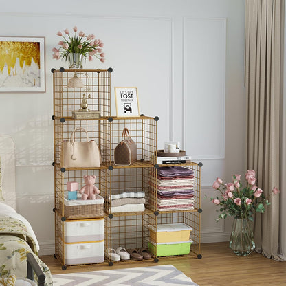 C&AHOME Wire Cube Storage, 6 - Cube Organizer Metal C Grids, Modular Shelves Units, Storage Bins Shelving, Closet Organizer, Ideal for Home, Office, Living Room, 36.6”L x 12.4”W x 36.6”H Black