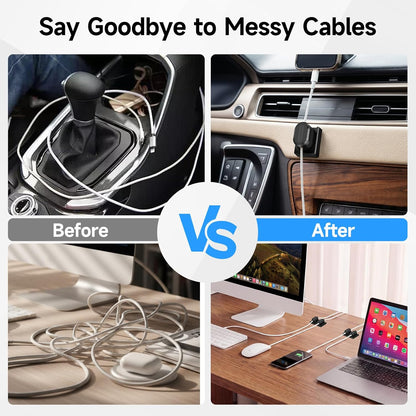 3-Pack Magnetic Cable Clips, Detachable Cable Organizer with Auto Snap-and-Go Design, Universal Wire Management for Round & Flat Cables, Self-Adhesive Cord Holder for Desk, Nightstand, Office & Car