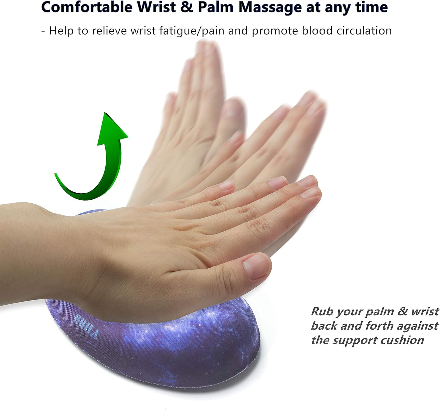 BRILA Ergonomic Memory Foam Mouse Wrist Rest Support Pad Cushion for Computer, Laptop, Office Work, PC Gaming - Massage Holes Design - Wrist Pain Relief (Black Mouse Wrist Rest)