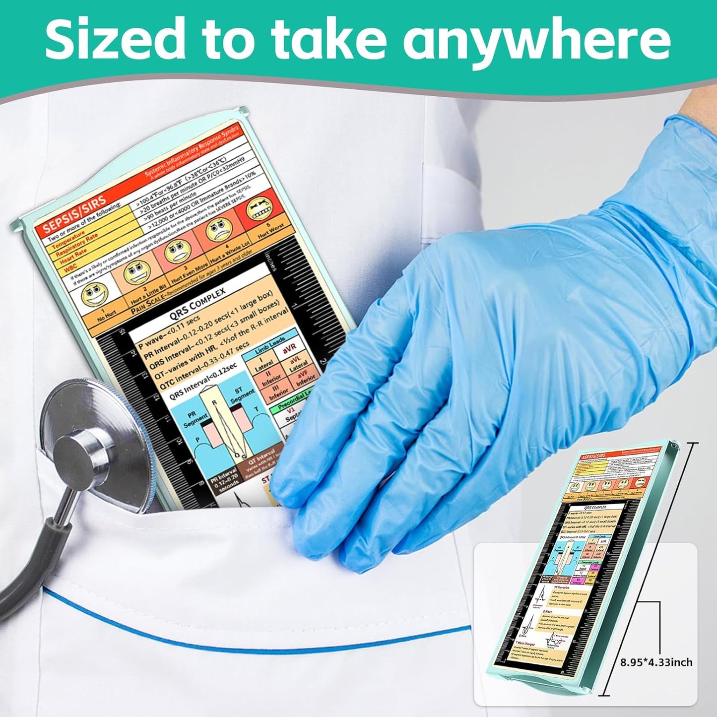Nursing Clipboard Foldable Nurse Clipboards: Folding Medical Clipboard with Nursing Edition Cheat Sheets Pocket Size Foldable Clipboards for Nurses Clinical Clip Board for Students Doctors Green