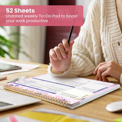 Weekly To Do List Notepad with 52 Undated Sheets（8.5"×11"）- Undated Weekly Planner Notepad for Office Desk Accessories and Supplies - Midnight Lilac
