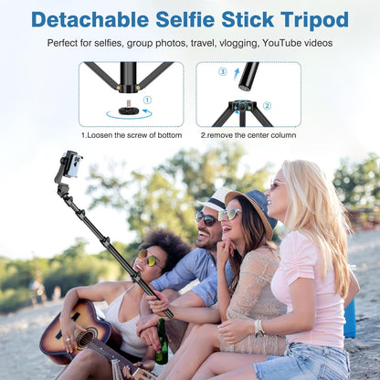 Phone Tripod, 86" Tall Tripod for iPhone with Flexible Gooseneck & Remote, Portable Aluminum Cellphone Stand for Selfies, Video Recording,Travel, Compatible with iPhone Android