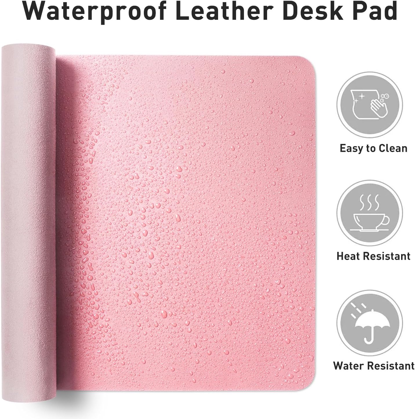 Aothia Leather Office Desk Pad Protector, Non-Slip PU Leather Desk Blotter, Waterproof Laptop Writing Mouse Pad for Office and Home, Black, 31.5" x 15.7" - Colors A