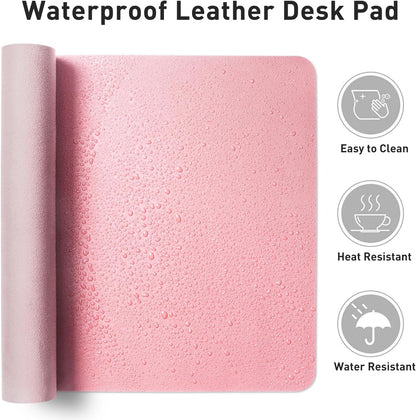 Aothia Leather Desk Pad Protector, Mouse Pad, Office Desk Mat, Non-Slip PU Leather Desk Blotter, Laptop Desk Pad, Waterproof Desk Writing Pad for Office and Home(Dark Blue,31.5" x 15.7") - Colors A