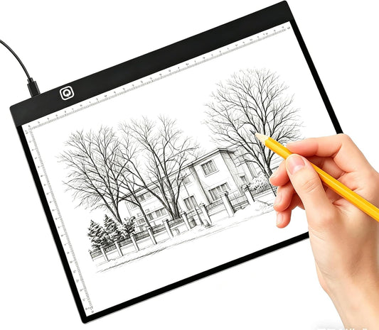 Knoeii A4 LED Light Box for Tracing and Drawing - Ultra Thin Adjustable Light Pad/Board/Table with 10 Sheets Tracing Paper, USB Powered, Small Copy Board Tracer for Artists, Kids Crafting, Sketching.