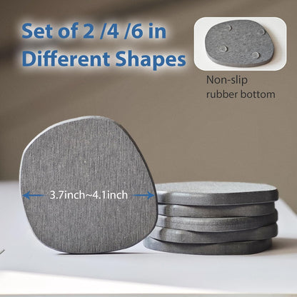 Diatomaceous Earth Coasters Set of 2 for Drinks, Moisture Water Absorbent Stone Coasters for Table Desk at Work, Water Absorbing Instant Drying Diatomite, Modern White