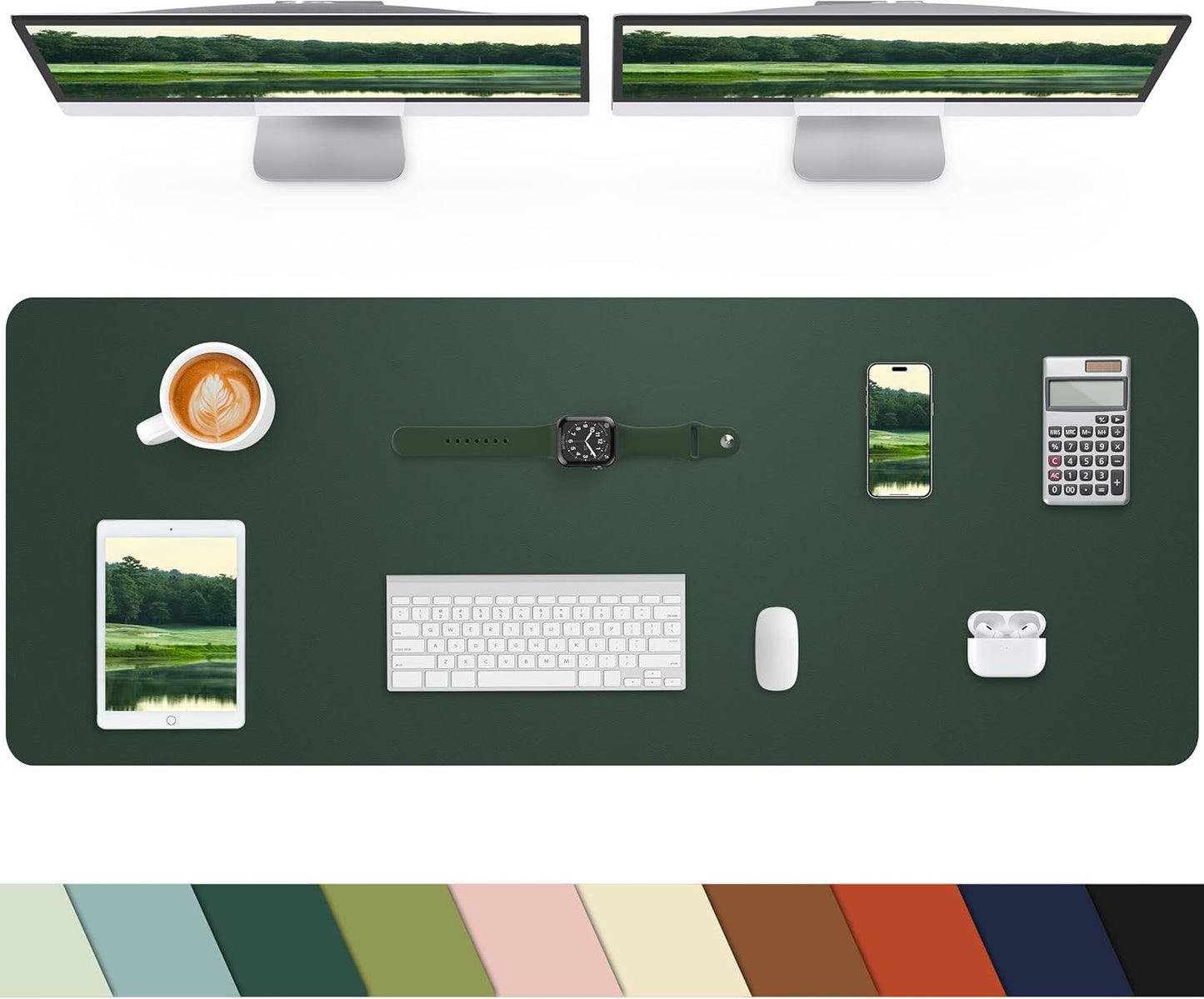 Leather Desk Pad Protector, Office Desk Mat, Large Mouse Pad, Non-Slip PU Leather Desk Blotter, Laptop Desk Pad Desk Accessories for Office and Home (Black, 40" x 17")