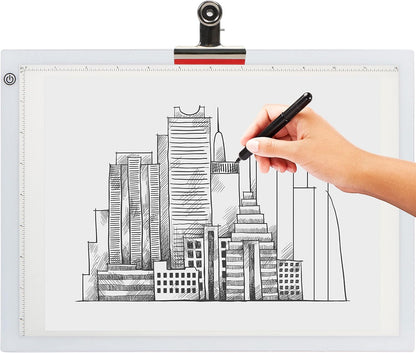 LED Tracing Light Box, 19" Ultra-Thin Light Pad with Adjustable Brightness, Includes USB Cable, Adapter, Paper, and Clip. Portable Drawing Board for Sketching, Cricut Projects, and More