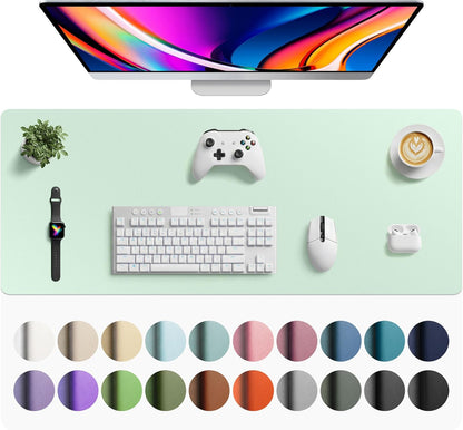 Aothia Non-Slip Waterproof PU Leather Desk Pad Protector for Mouse, Writing Desk, Office, Home, Laptop Blotter, 23.6" x 13.7", Black - Colors A