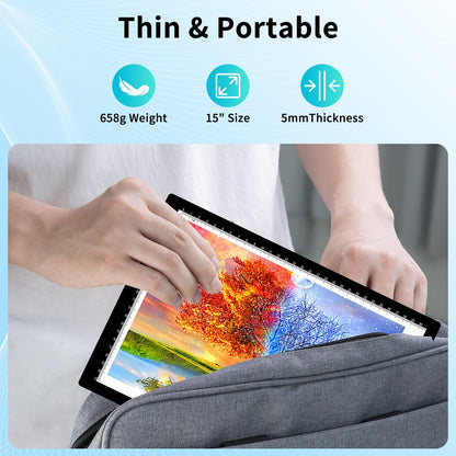 A4 LED Tracing Light Pad with Stand & 2 Clips, Ultra-Thin Portable Light Box for Tracing, Adjustable Dimmable Brightness Eye Care Type-C for Diamond Art, Sketching, Drawing, Artists Hobbyists