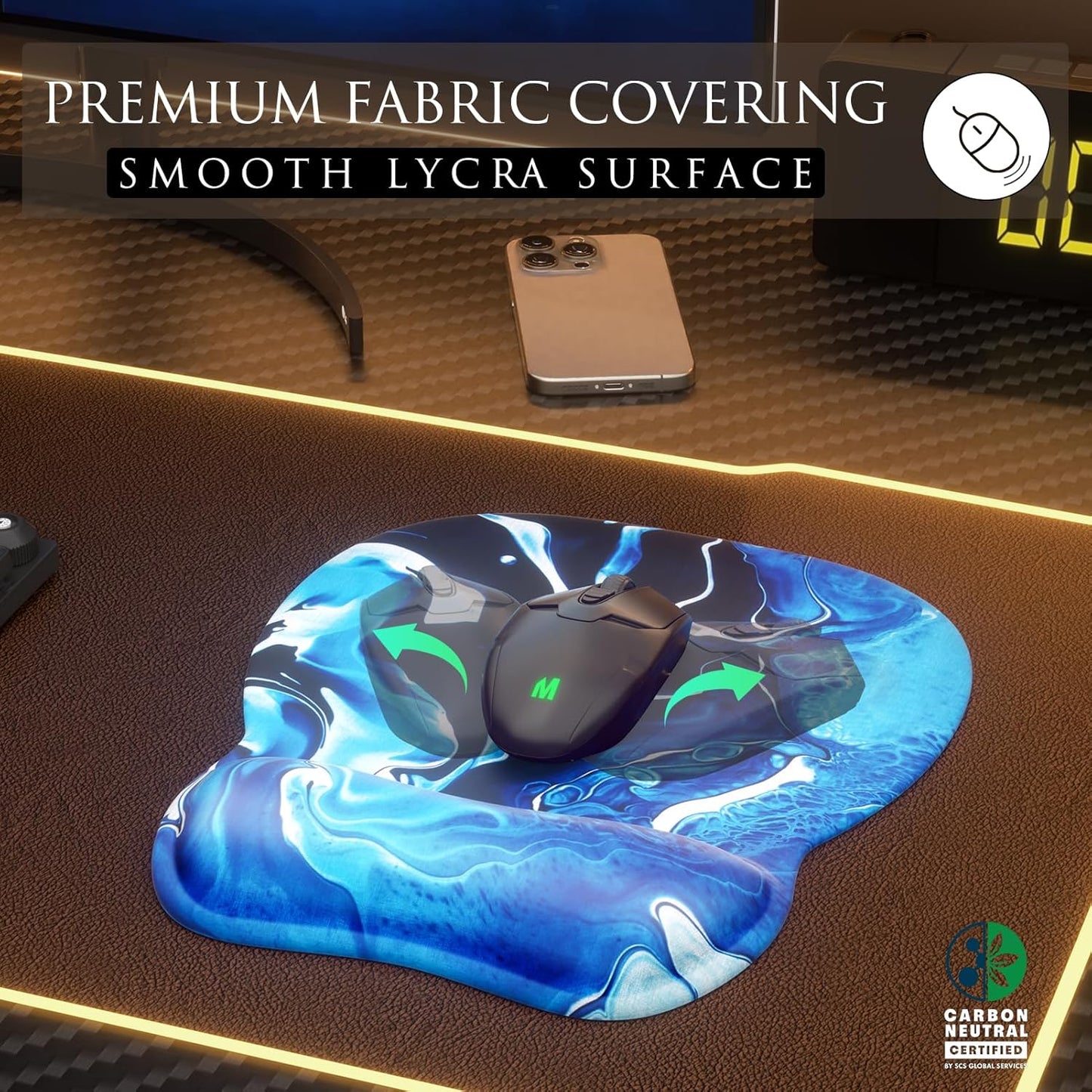 MROCO Ergonomic Mouse Pad with Gel Wrist Rest, Smooth Wrist Support Surface, Non-Slip PU Base for Pain Relief, Comfortable Mousepad for Computer, Laptop, Office & Home, 9.4 x 8.1 in, Black